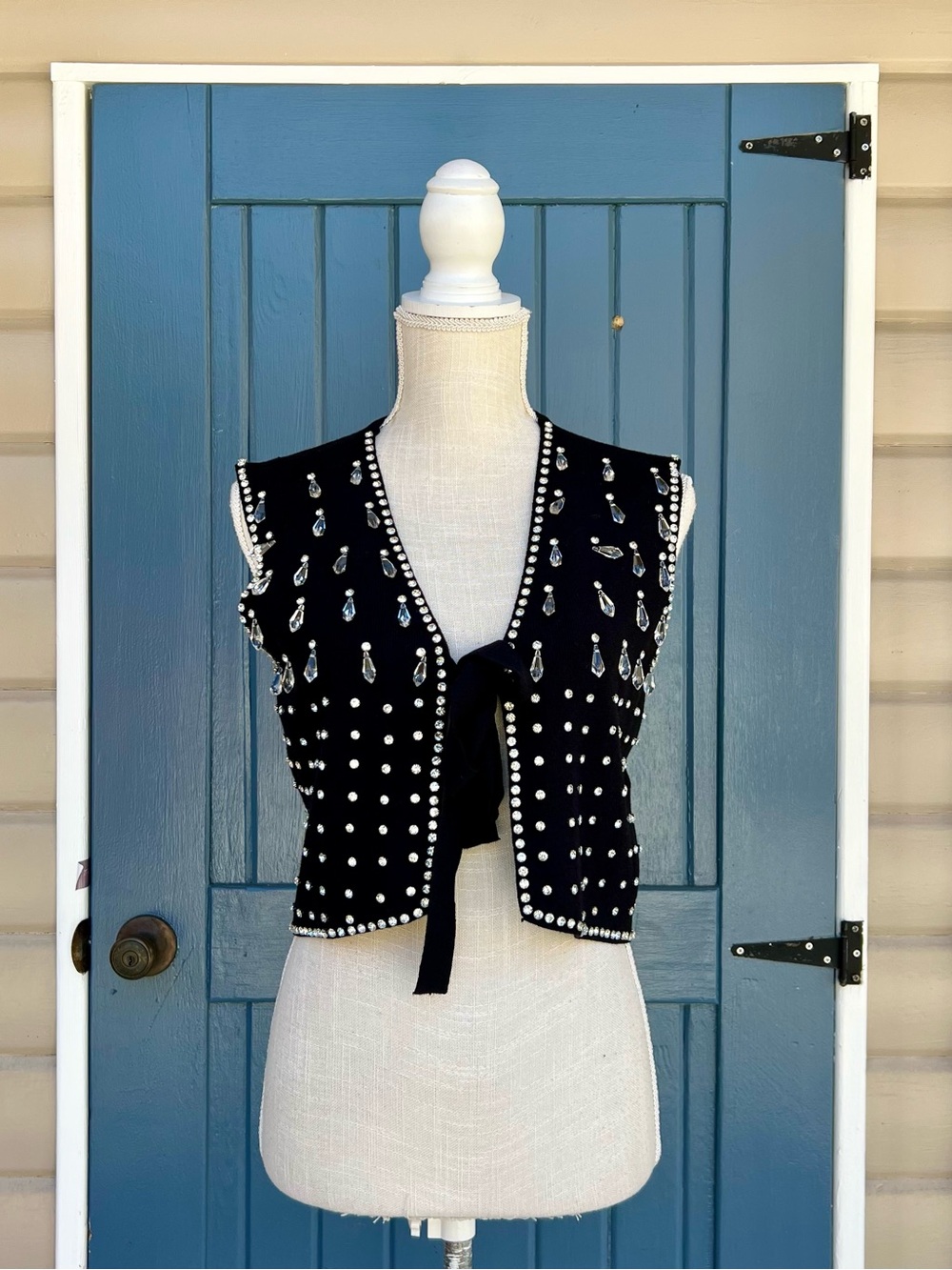 Current Air Rhinestone Black Embellished Jewel-Trim Vest Women’s Size XS/S